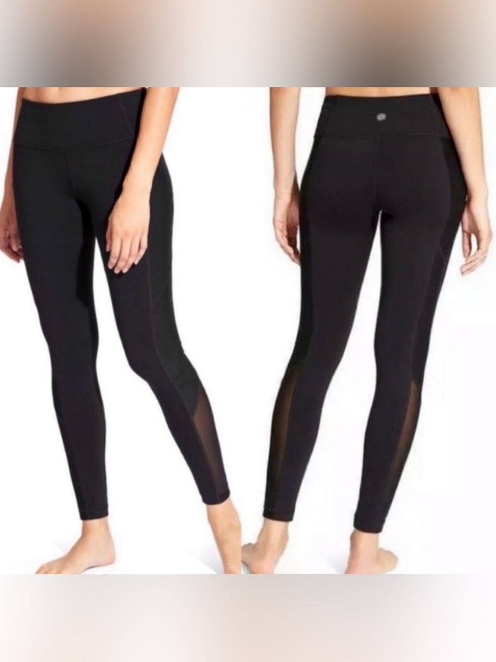 Athleta Mesh Panel Workout Leggings Black XS